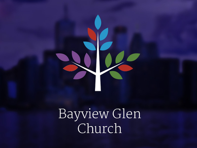 Bayview Glen Tree Logo branding church design green logo purple tree web website