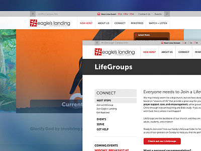 Eagle's Landing Responsive Site church design design red responsive tablet web website