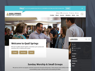 QSBC Redesign alerts gold menu mobile responsive webdesign