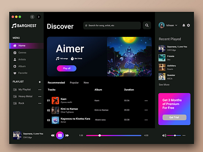 UI Music Dashboard app dark mode dashboard design music music player ui design ui ux designe