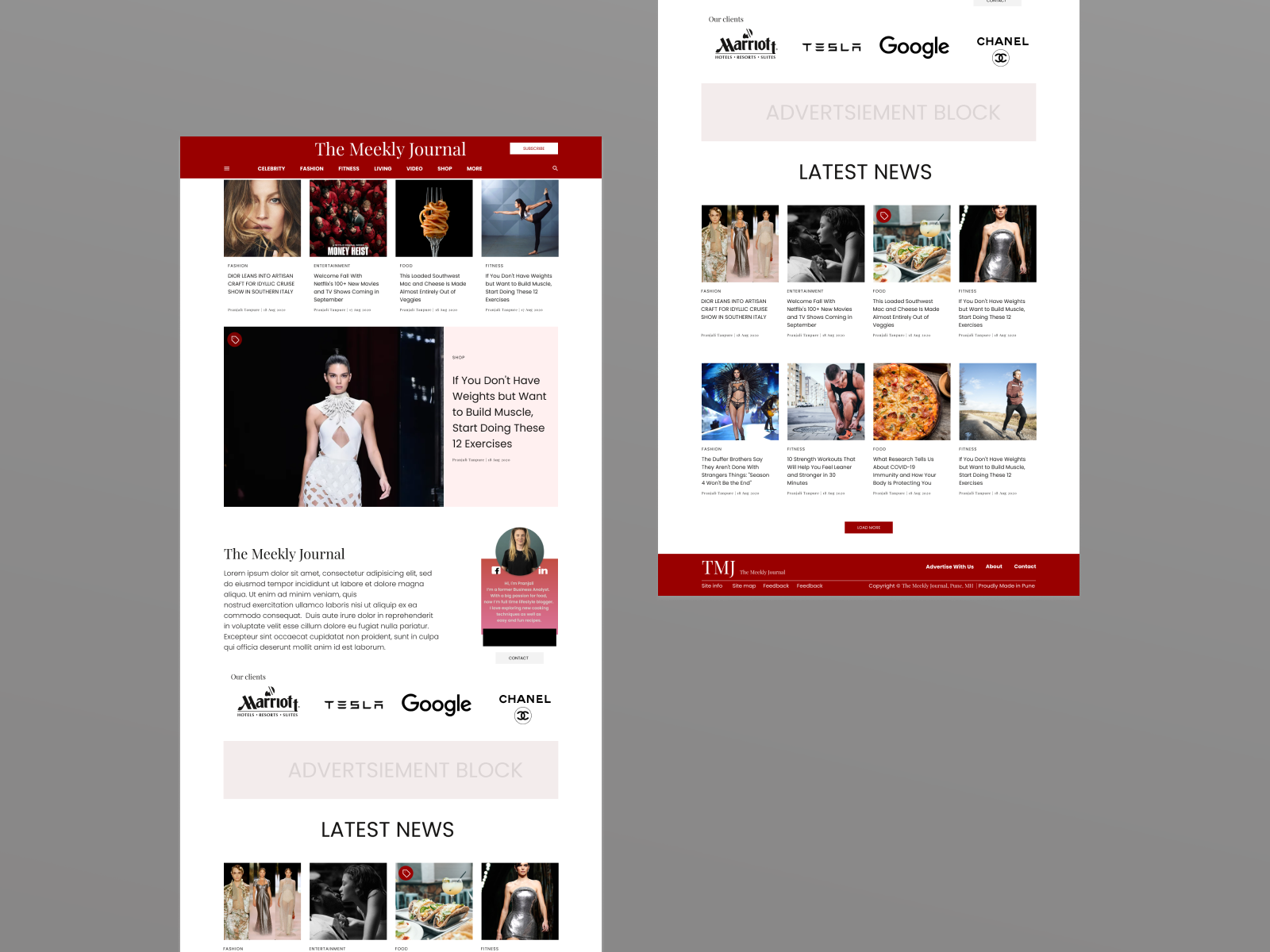 Fashion blog website design by Suyash Ranade on Dribbble