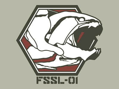 FSSL-01 aggressive amphibious fossil graphic icon prehistoric skeleton