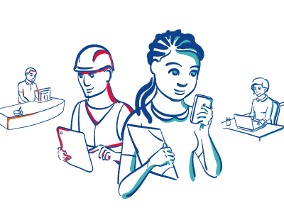 Users handraw illustration drawing digital platform people users