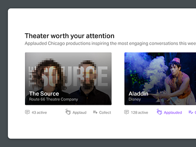 Design exploration for Dialogue applause chicago collect conversations product design theater theatre web app