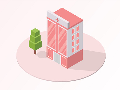 Isometric Hospital Building Vector Illustration