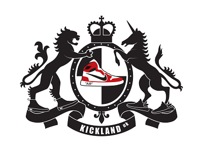Kickland branding chrest heraldic identity illustration logo logotype mark sign silhouette