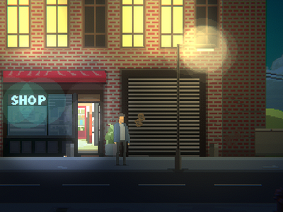 Pixel art night street