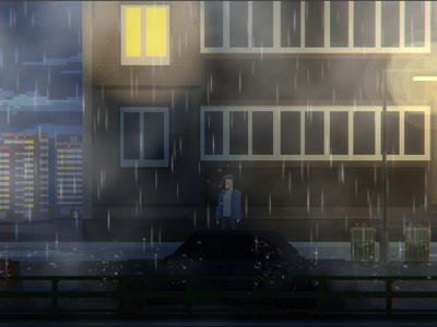 Pixel art rain street