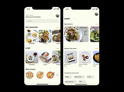 Food App app design illustration minimal ui web