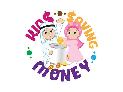 Qatari Kids saving Money arab boy coins girl kids logo money qatari saving
