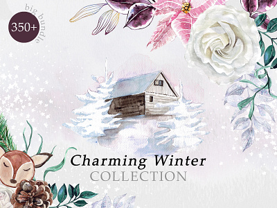 Charming Winter Collection Christmas Clipart alphabet botanical christmas christmas card christmas party clipart cliparts design festive illustration watercolor watercolour winter winter graphics