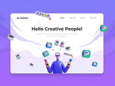 Creative Hero Banner 3d animation branding design digitalart flat graphic design homebanner illustration landingpage logo minimal motion graphics ui uiux ux vector webdesign