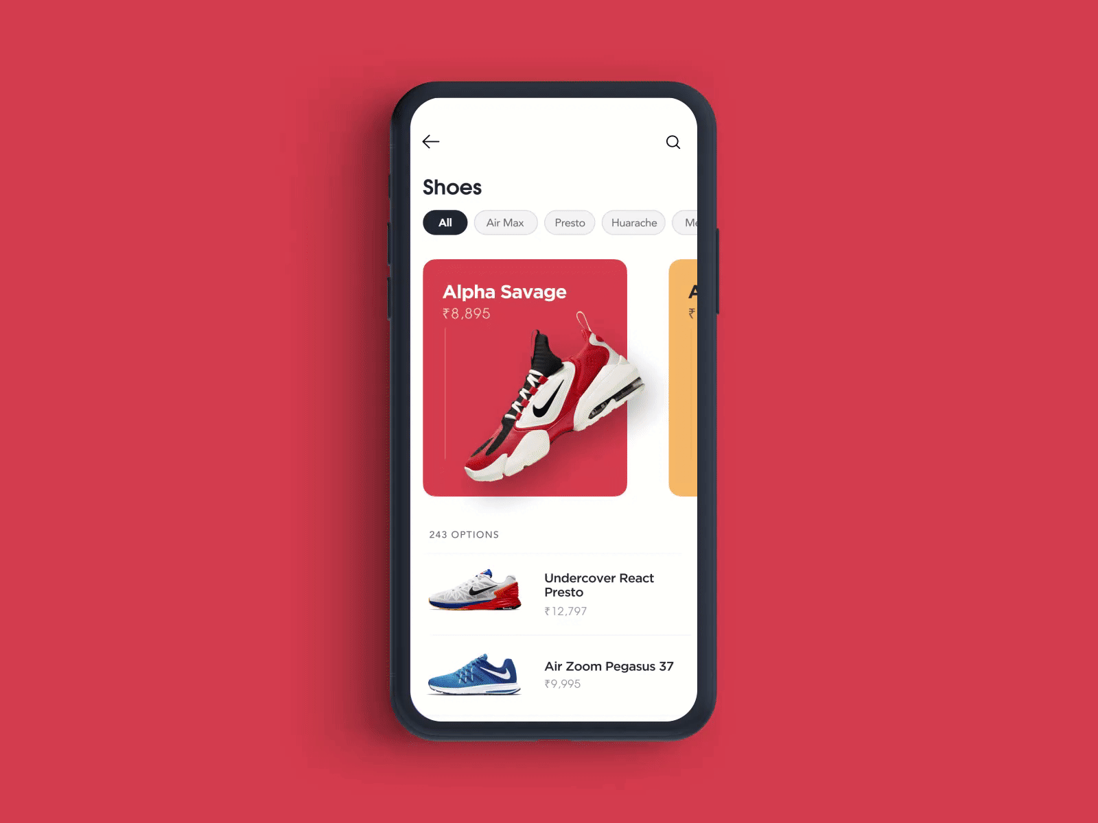Parallax Swipe Mobile UI - Nike Store