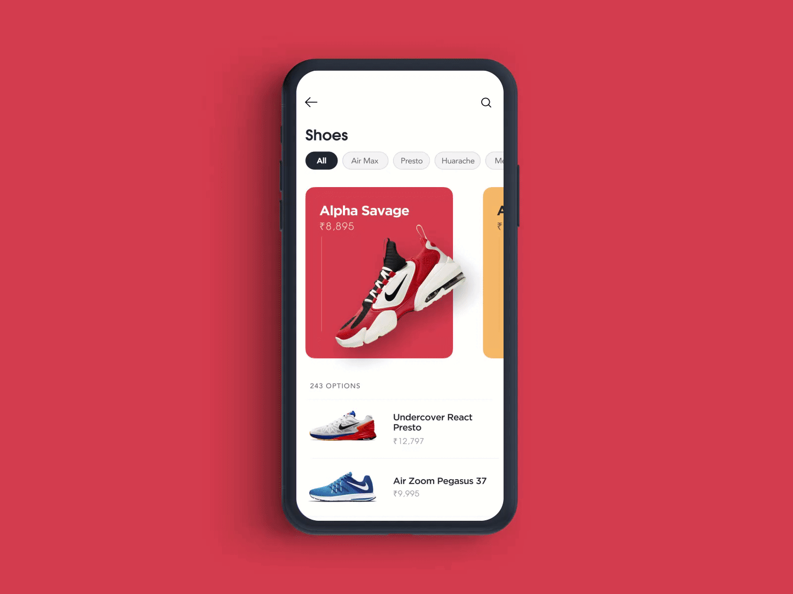 Parallax Swipe Mobile UI - Nike Store aftereffect branding ecommerce figma inspired minimal mobileappdesign nikeshoestore onlineshopping app parallexeffect reboundshot swipeeffect ui ux vector