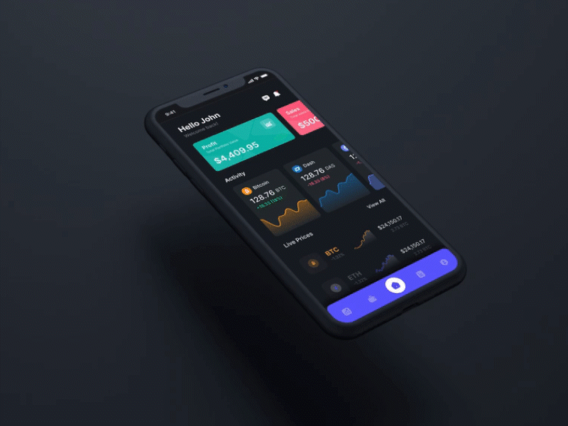 Crypto wallet and market 💰 android animation design ios minimal mobileapp motion graphics nft nftmarket ui ux