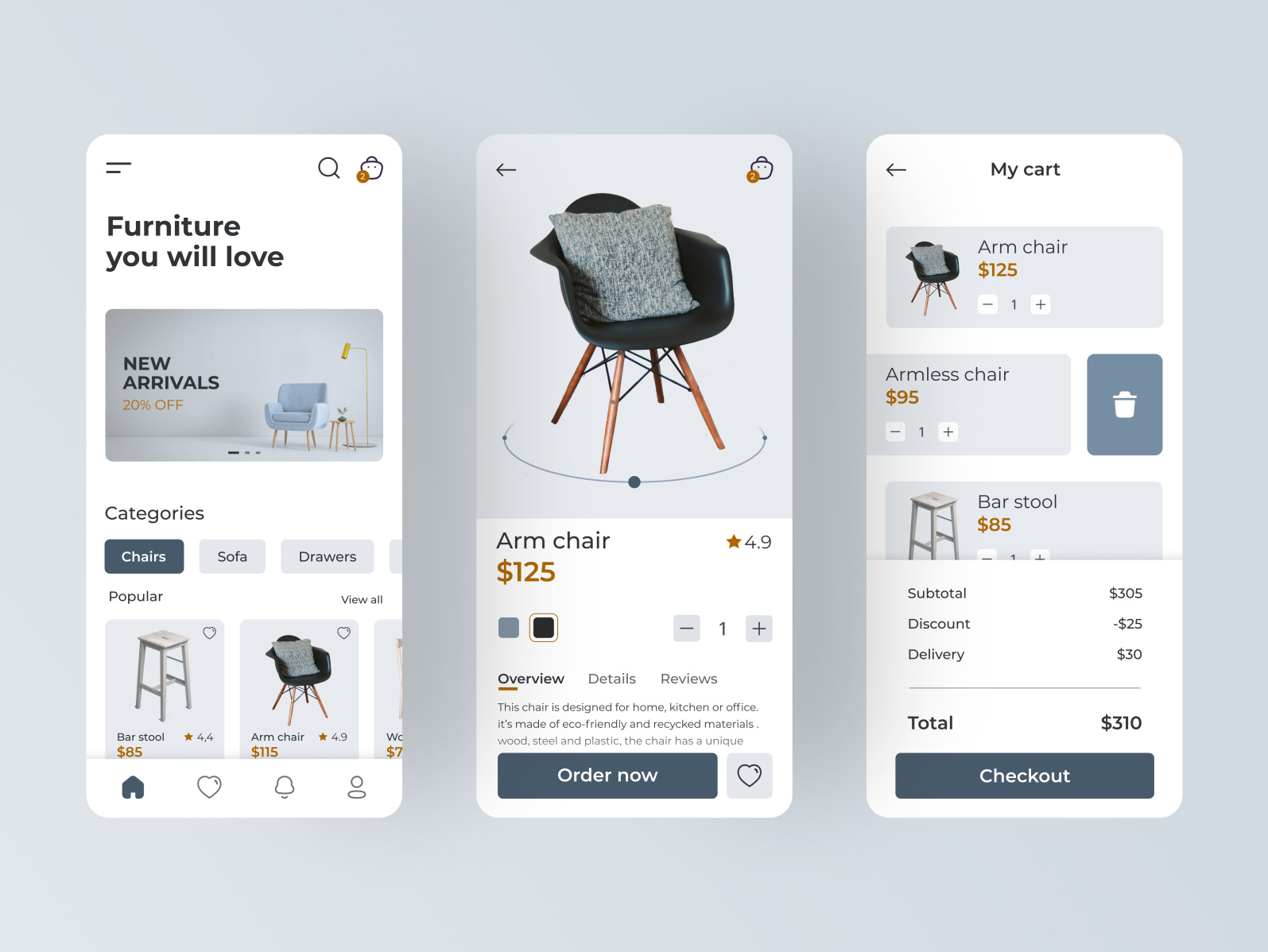 Furniture app by Hamza Darhem on Dribbble