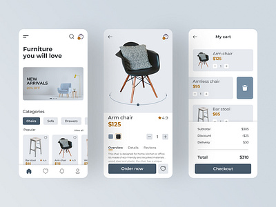 Furniture E-commerce app app design e commerce e commerce app furniture app furniture e commerce mobile app design mobile design ui uiux ux