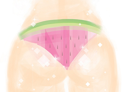 summer fest bikini body fresh fruit girl illustration poster sexy shinny sparkles watermelon