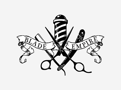 blade empire banner blade empire brand hairdresser logo old school pole razor scissor stylist