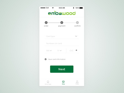 Credit Card Checkout 002dailyuichallange appdesign credit card checkout creditcard creditcardcheckout daily 100 challenge daily ui dailyui embawood furniture payment payment app shop shopping sketch sketchapp ui uidesign