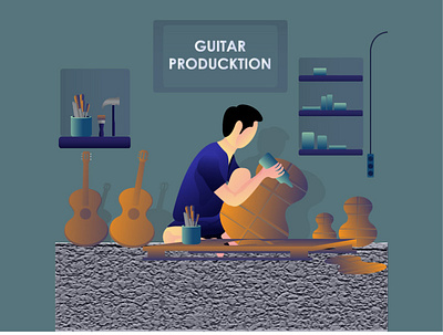 GUITAR PRODUCKTION branding design desinger flat illustration flatdesign flatillustration flatillustrations guitars illustration illustration art illustrations illustrator