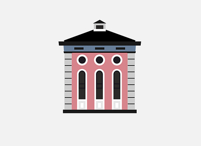 Pink Train Depot architecture branding design flat identity illustration minimal vector