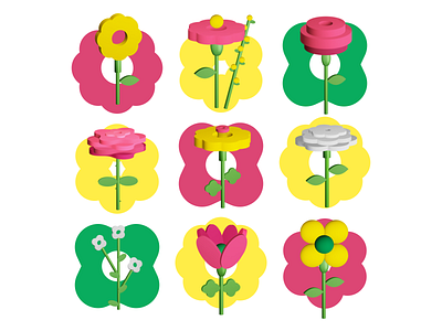 3D Flower set