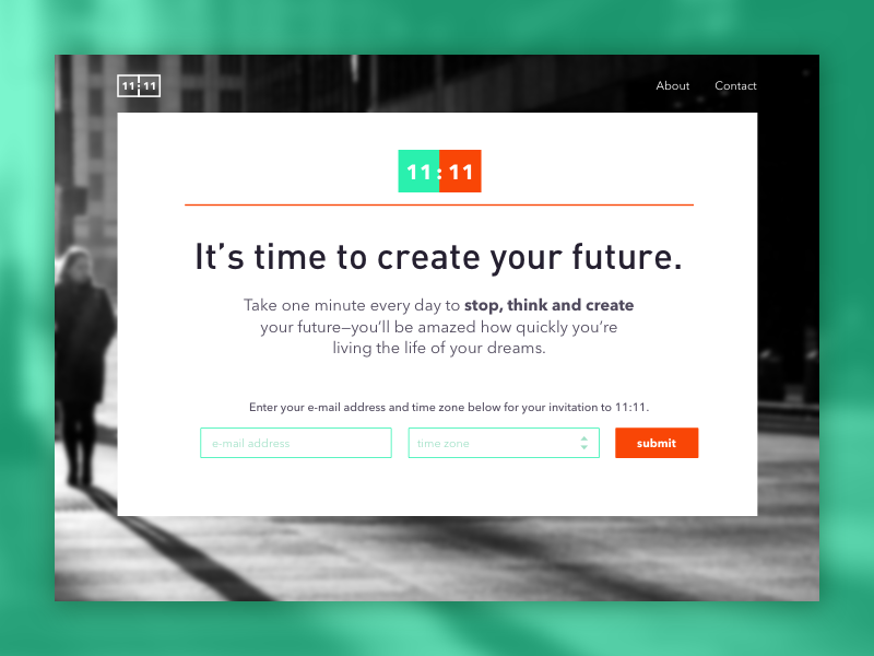 11:11 Landing Page forms web design web splash page landing page