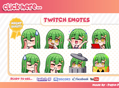 Chibi Twitch Emotes anime app branding chibi chibi animated chibi emotes chibi twitch cute emotes design emotes icon illustration logo sub badge twitch twitch emotes typography ui ux vector