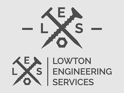 Lowton Engineering Services bolt crossed engineering logo minimal nail raleway retro screw