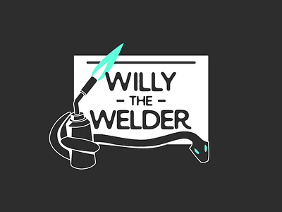 Willy The Welder blow torch dark logo personal logo snake teal welder