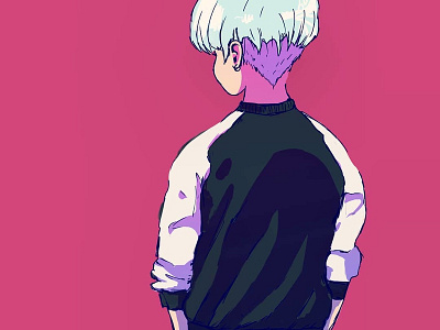 🍉 anime bomber jacket character doodle hair illustration jacket person varsity