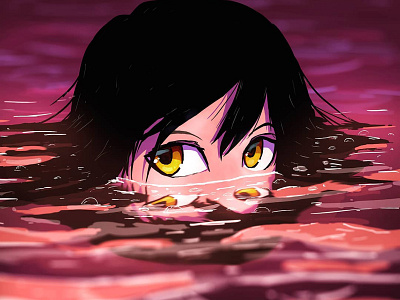 Submerged anime digital illustration digital painting draw eyes illustration manga manga art photoshop
