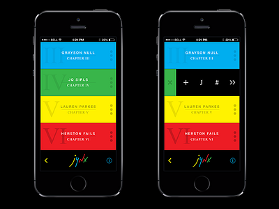 Jynx app colorful game ios ui ux