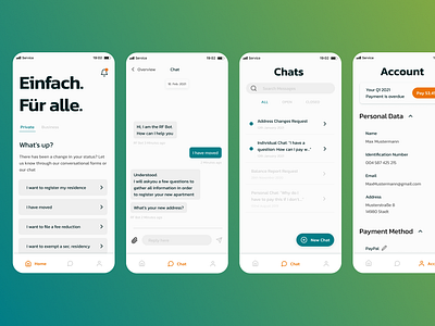 Broadcast Fee App Draft account account settings app app design chat chatbot design germany inspiration messages mobile mobile app mobile ui notifications payment search ui ux web app