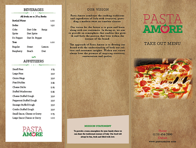 Pasta Amore Take Out Menu 1 business design graphic design menu restaurant