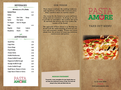 Pasta Amore Take Out Menu 1