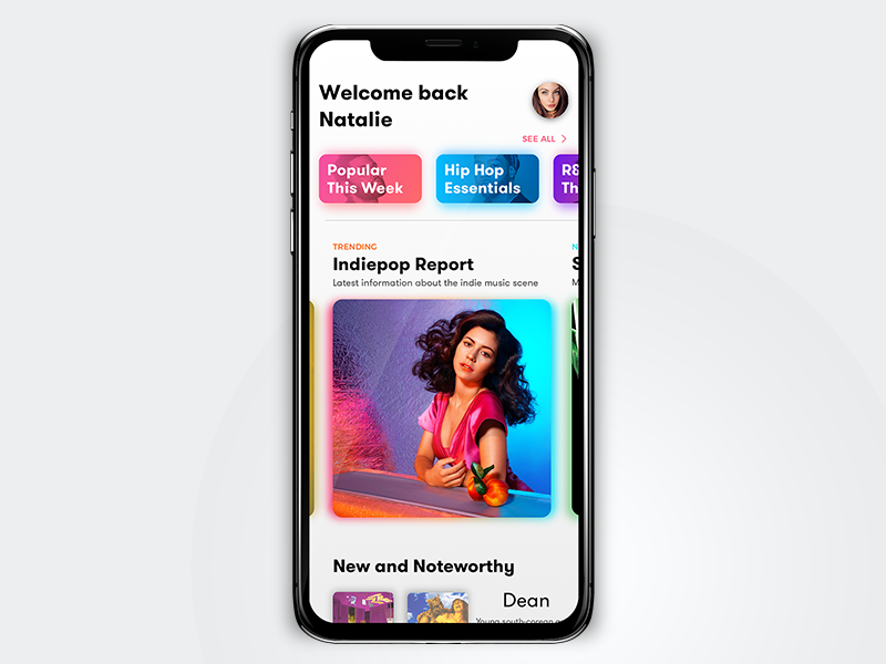 Music Discovery drop shadow prospect gradient iphonex ux ui concept app music sketch