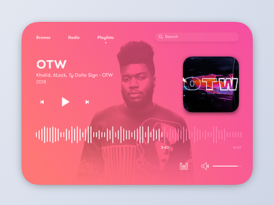 Spotify Widget audio card ui drop shadow experience design gradient music music player sketch uiux widget