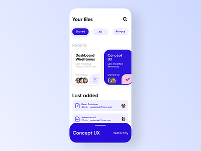 File Sharing App bright color cards drama dropbox files madewithdrama rounded uiux ux