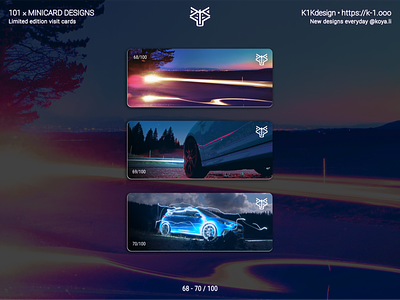 K1Kdesign: 101 business cards, 68 - 70 bmw m140i business card car focus rs light light painting limited edition made with figma minicard moo.com night night drive nitrus blue racecar self branding sports car unique visit card