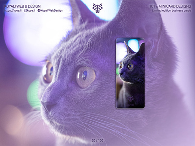 Koyali Web & Design: 101 business cards, 30 — ONDINE 😻🌊 business card cat cat portrait design korat limited edition made with figma minicard moo.com my cat photography self branding stationery synthwave visit card web design
