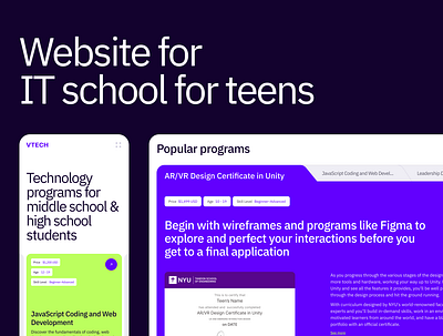 IT school for teens design education design figma it ui ui ux ux web web design website