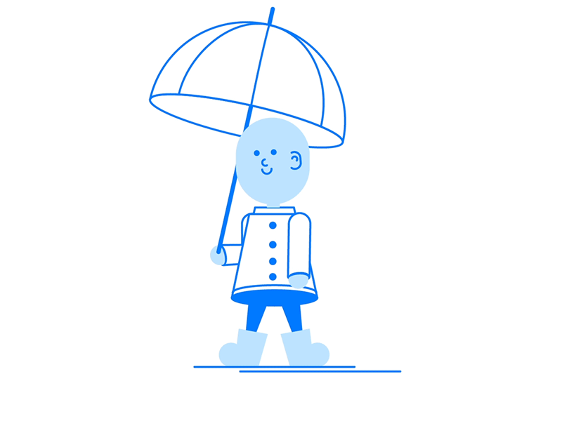 Boy With the Umbrella blue boy character illustration motion rain umbrella