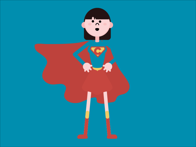 Confidence with a cape animation editorial illustration