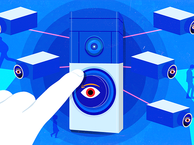 Amazon Surveillance amazon art design editorial illustration neighborhood police vector