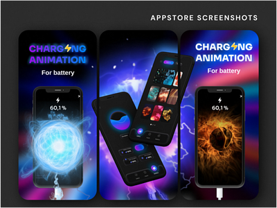 Appstore screenshots for Charging Animation App design ios mobileapp screenshot ui ux