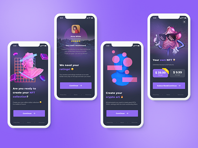 NFT Creator & Editor onboarding design ios mob mobileapp ui ux