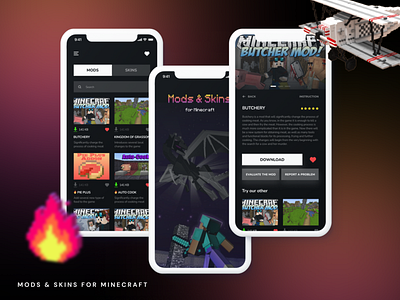 Mods & Skins for Minecraft App design ios mob mobil mobileapp ui ux