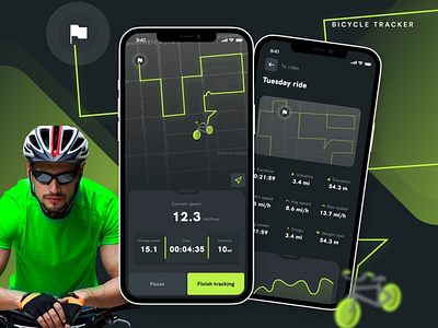 Bicycle tracker App design ios mob mobil mobileapp ui ux